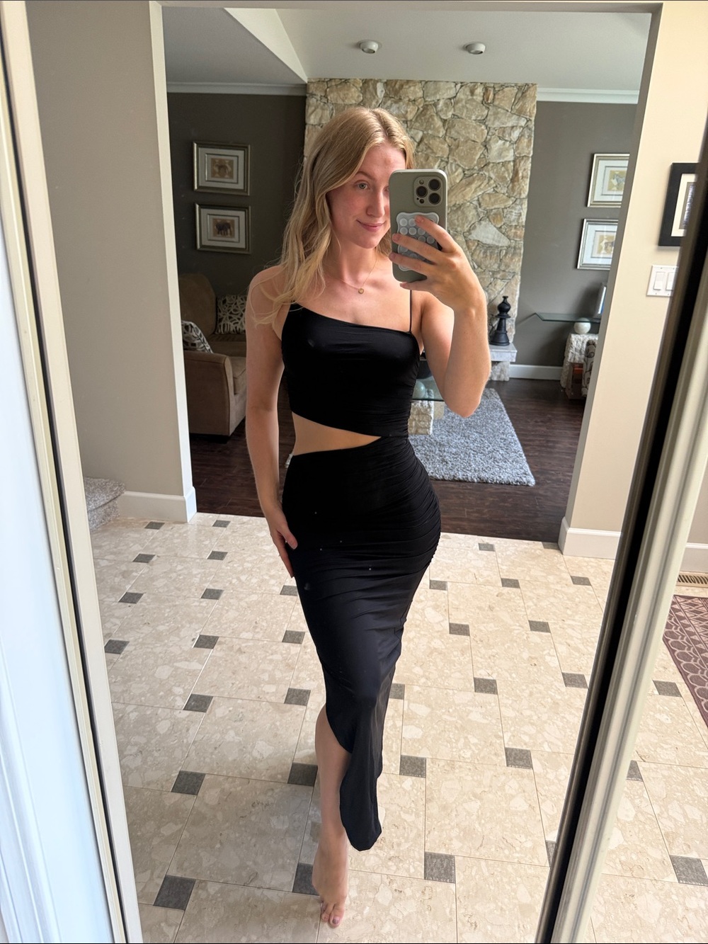Zara Black Asymmetrical Cutout Maxi Skirt